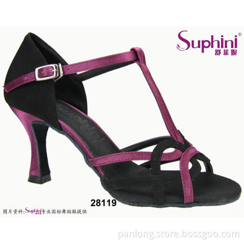 Satin high heel flexible dance shoe for latin ballroom salsa 281